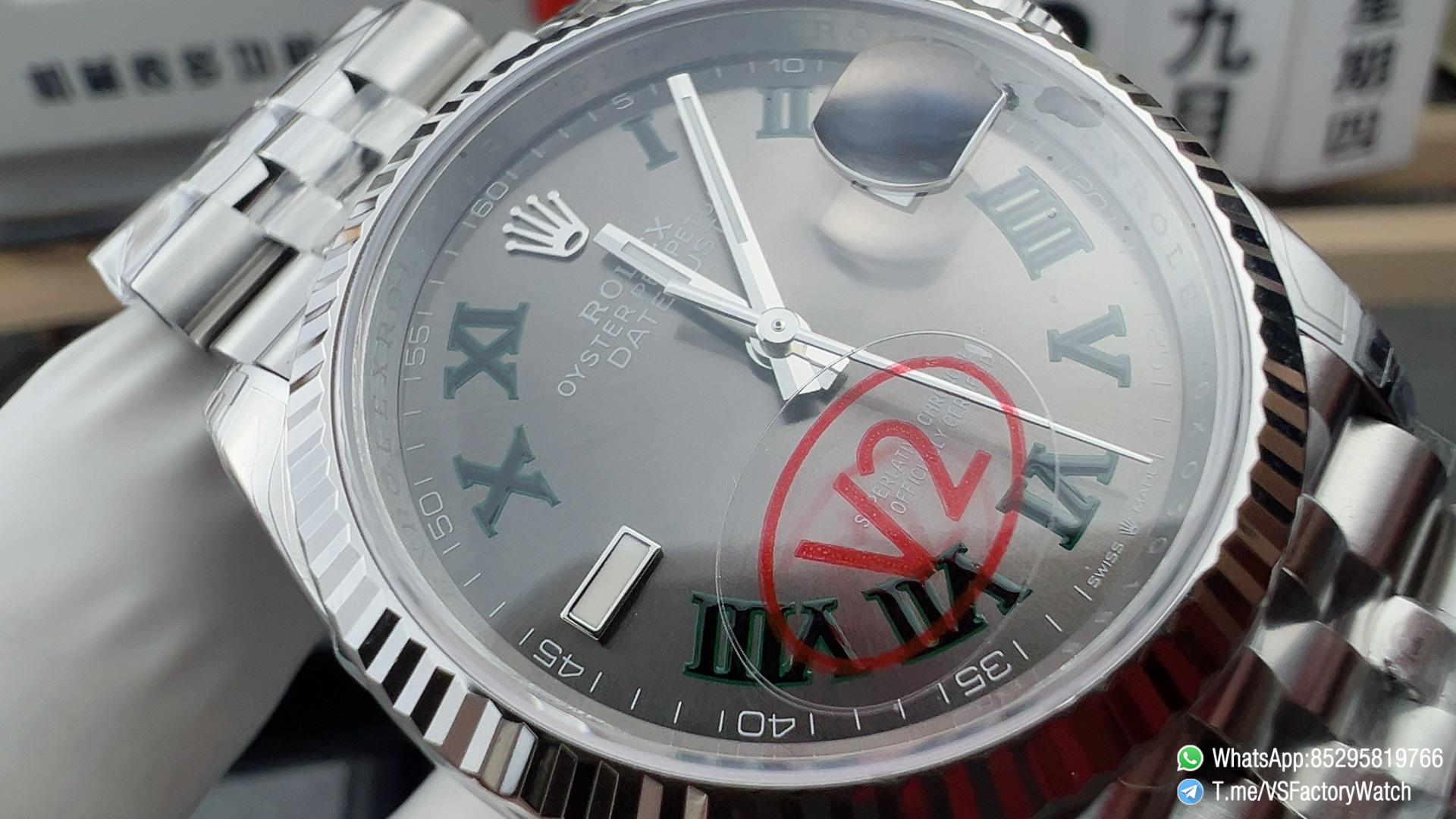 VS Factory Watch VSF Datejust Wimbledon 36m V2 Weight 122g Slate Dial 904L Steel Case and Jubile Bracelet DD3235 Movement Ref m126234 0045 03 VS Factory Watch VSF Datejust Wimbledon 36m V2 Weight 122g Slate Dial 904L Steel Case and Jubile Bracelet DD3235 Movement Ref m126234 0045 03